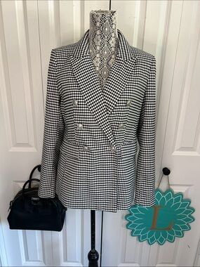 Autres Filles timeless black & white houndstooth double breasted blazer